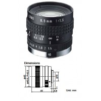 Ricoh FL-CC0815B-VG 2/3" 8.5mm F1.5 Manual Iris C-Mount Lens w/ Locking Screws, VGA Lens (Manual Iris Lens) - C30811KP